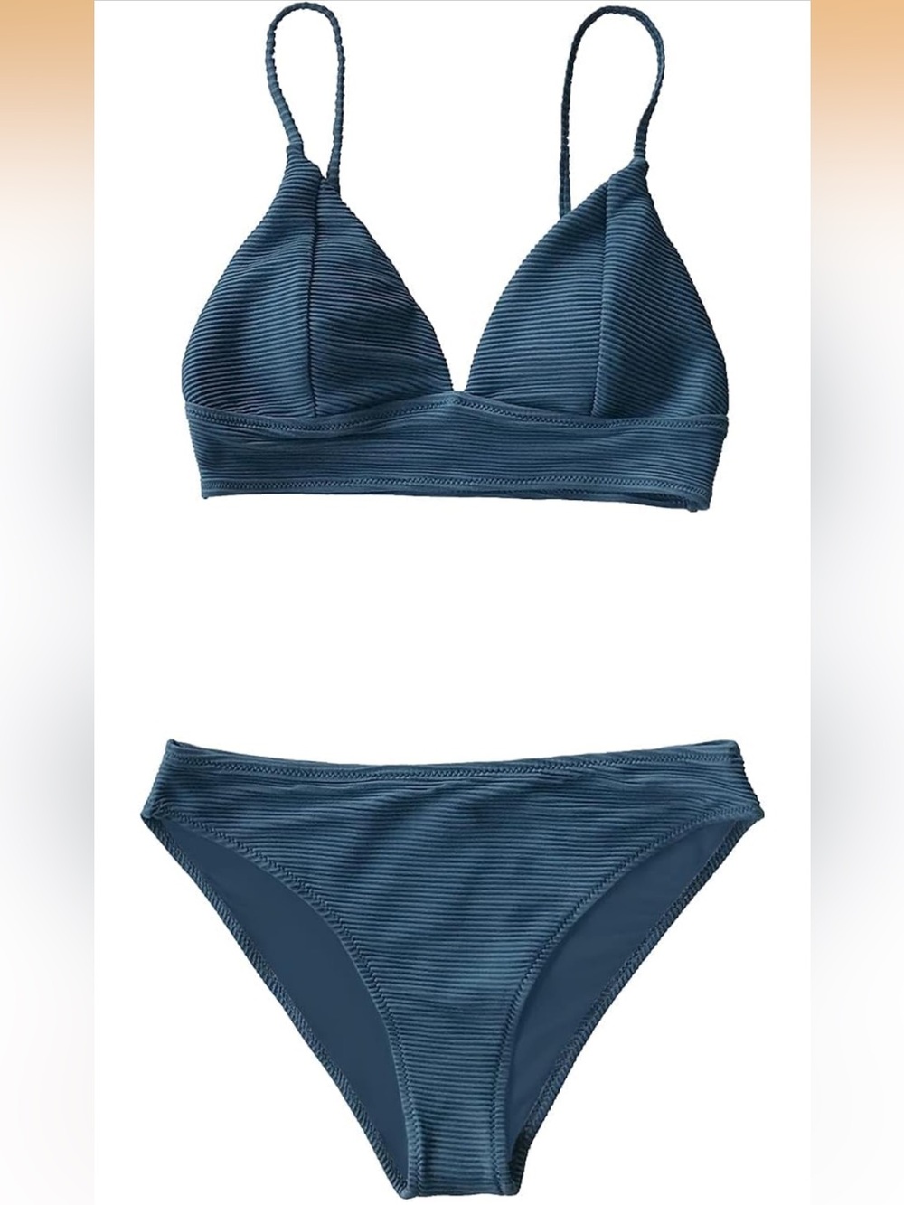 NWT Cupshe Ribbed Teal Two Piece Bikini Set Women’s Size S